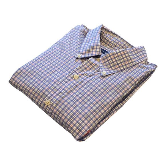 Ralph Lauren Button Down Shirt Mens Large Blue Plaid Long Sleeve Classic Preppy - Picture 1 of 14